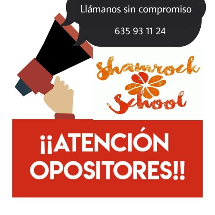 Anuncio de atención a opositores en Shamrock School.